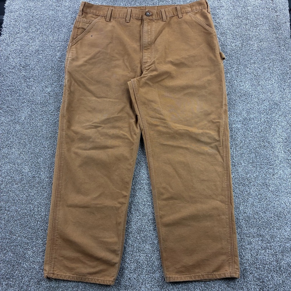 Vintage Carhartt Carpenter Pants Mens 44x32 Brown Heavy Canvas Workwear B11 BRN